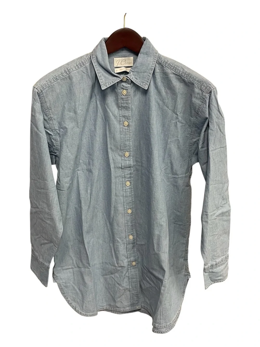 J.Crew Relaxed-Fit Chambray Button Down Shirt NWT Size 2 Tall 100% Cotton